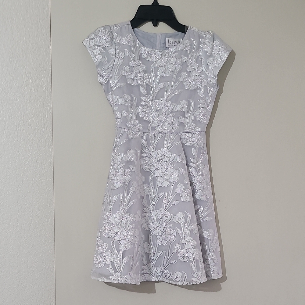 Us Angels Blush Gray and White Dress